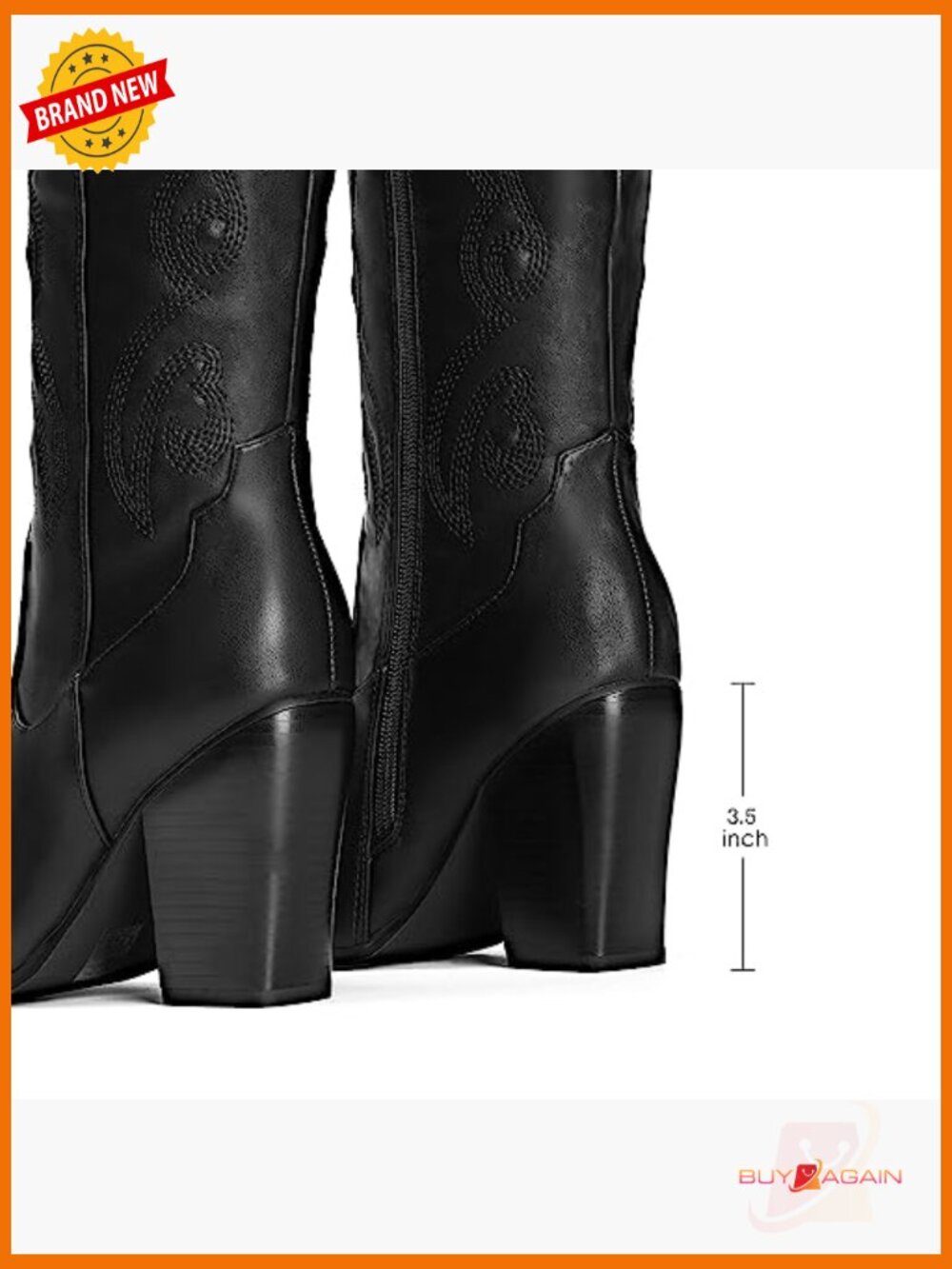 Cowboy Boots - Knee High Chunky Heel Pointed Toe Embroidered Western Boots - Picture 4 of 7